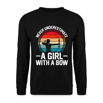 Never Underestimate A Girl With A Bow - Unisex Sweatshirt - black - Front - Alina (178cm) & Michal (187cm)
