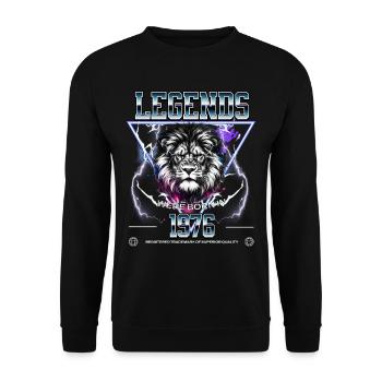 1976 Birthday Legend Lion - Unisex Sweatshirt - black - Front - Alina (178cm) & Michal (187cm)