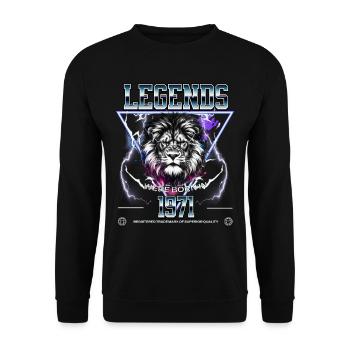 1971 Birthday Legend Leo - Unisex Sweatshirt - black - Front - Alina (178cm) & Michal (187cm)