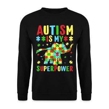 Autism is my superpower - Unisex Sweatshirt - black - Front - Alina (178cm) & Michal (187cm)