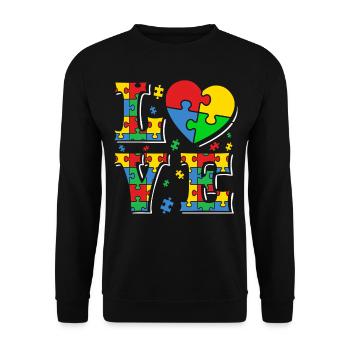 Autismus Autisten Love - Unisex Pullover - Schwarz - Vorne - Alina (178cm) & Michal (187cm)