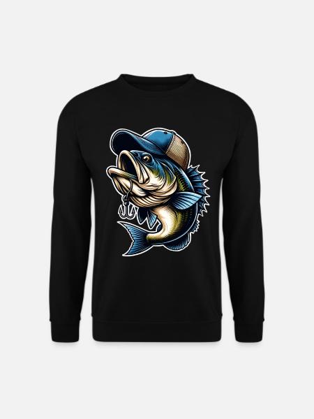 Fishing Fish With Cap Fish Hook - Unisex Sweatshirt - black