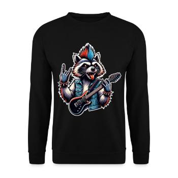 Raccoon Rock and Roll Guitariste Guitare électrique - Sweat-shirt Unisexe - noir - Devant - Alina (178cm) & Michal (187cm)