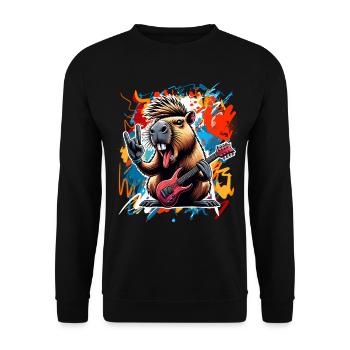 Capybara Rock and Roll Guitariste Guitare électrique - Sweat-shirt Unisexe - noir - Devant - Alina (178cm) & Michal (187cm)