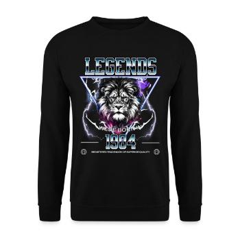 1984 Birthday Legend Leo - Unisex Sweatshirt - black - Front - Alina (178cm) & Michal (187cm)