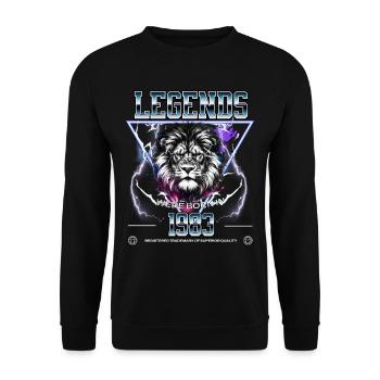 1983 Birthday Legend Leo - Unisex Sweatshirt - black - Front - Alina (178cm) & Michal (187cm)