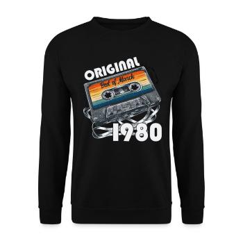 45ème anniversaire Cadeau Homme Cassette Mars 1980 - Sweat-shirt Unisexe - noir - Devant - Alina (178cm) & Michal (187cm)