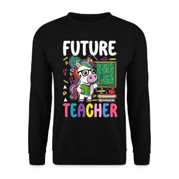 Future Teacher - Unisex Pullover - Schwarz - Vorne - Alina (178cm) & Michal (187cm)