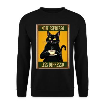 More Espresso Less Depresso Cat Cat Lover - Unisex Sweatshirt - black - Front - Alina (178cm) & Michal (187cm)