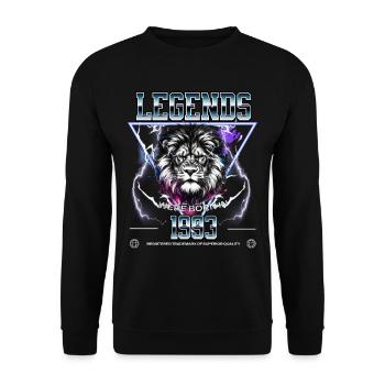 1993 Birthday Legend Leo - Unisex Sweatshirt - black - Front - Alina (178cm) & Michal (187cm)