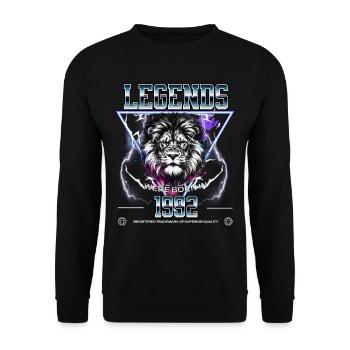 1992 Birthday Legend Leo - Unisex Sweatshirt - black - Front - Alina (178cm) & Michal (187cm)