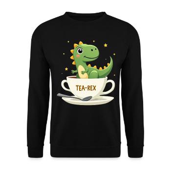Tea Rex Tyrannosaurus Rex Dinosaur Lover - Unisex Sweatshirt - black - Front - Alina (178cm) & Michal (187cm)