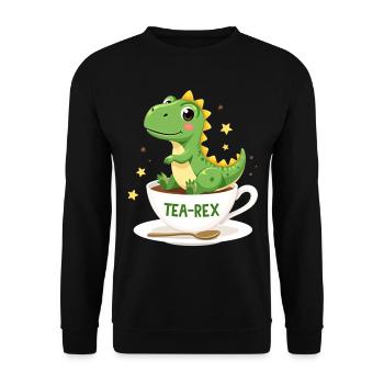 Tea Rex Tyrannosaurus Rex Dinosaur Dino - Unisex Sweatshirt - black - Front - Alina (178cm) & Michal (187cm)