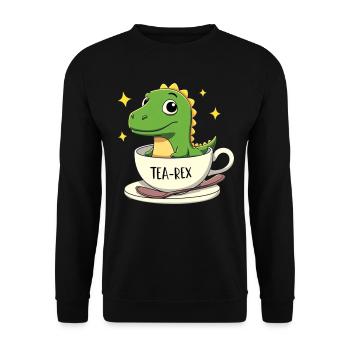 Tea Rex Tyrannosaurus Rex Dinosaur Lover - Unisex Sweatshirt - black - Front - Alina (178cm) & Michal (187cm)