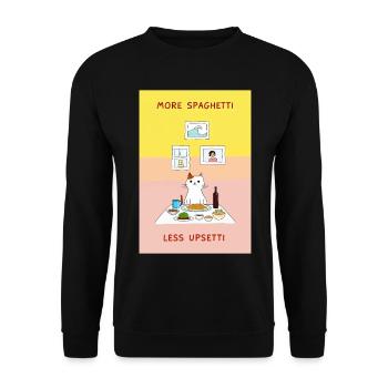 Funny Cat Saying More Spaghetti Less Upsetti - Unisex Sweatshirt - black - Front - Alina (178cm) & Michal (187cm)