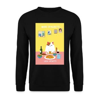 More Spaghetti Less Upsetti Funny Cat Saying - Unisex Sweatshirt - black - Front - Alina (178cm) & Michal (187cm)