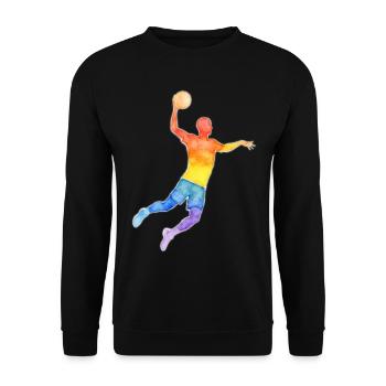 Handball Handballer Handballspieler Geschenkidee - Unisex Pullover - Schwarz - Vorne - Alina (178cm) & Michal (187cm)