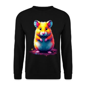Hamster Haustier Hamsterliebhaber Geschenkidee - Unisex Pullover - Schwarz - Vorne - Alina (178cm) & Michal (187cm)