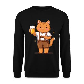 Cat with beer Cat lovers Bavaria Volksfest - Unisex Sweatshirt - black - Front - Alina (178cm) & Michal (187cm)