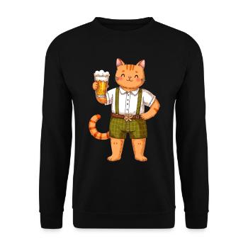 Cat with Beer Cat Lover Lederhosen Beer - Unisex Sweatshirt - black - Front - Alina (178cm) & Michal (187cm)