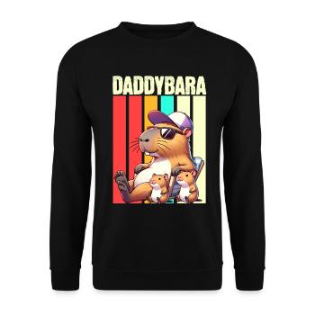 Daddybara Capybara Vater Papa - Unisex Pullover - Schwarz - Vorne - Alina (178cm) & Michal (187cm)