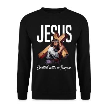 Jesus Created With A Purpose - Unisex Pullover - Schwarz - Vorne - Alina (178cm) & Michal (187cm)
