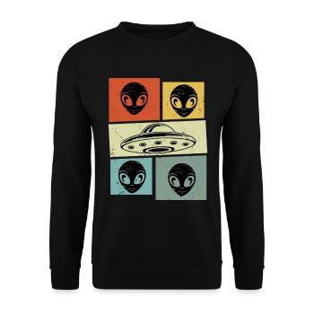 Alien Ovni Rétro Vintage - Sweat-shirt Unisexe - noir - Devant - Alina (178cm) & Michal (187cm)