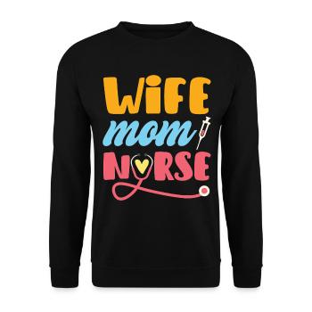 Wife Mom Nurse - Unisex Sweatshirt - black - Front - Alina (178cm) & Michal (187cm)