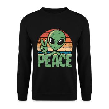 Alien UFO Peace - Unisex Sweatshirt - black - Front - Alina (178cm) & Michal (187cm)