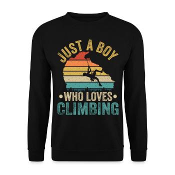 Just a boy who loves climbing - Unisex Pullover - Schwarz - Vorne - Alina (178cm) & Michal (187cm)