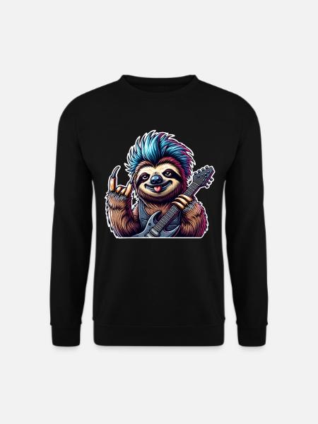 Faultier Rock and Roll Gitarrist - Unisex Pullover - Schwarz