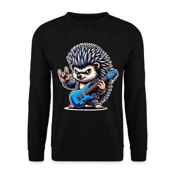 Igel Rock and Roll Gitarrist - Unisex Pullover - Schwarz - Vorne - Alina (178cm) & Michal (187cm)
