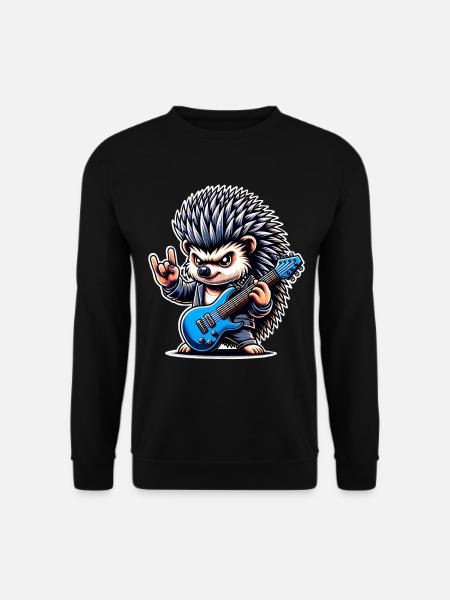 Hedgehog Guitariste de rock and roll - Sweat-shirt Unisexe - noir