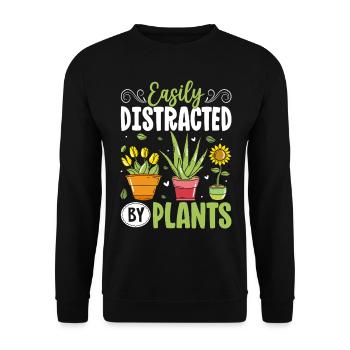 Easily Distracted By Plants - Unisex Sweatshirt - black - Front - Alina (178cm) & Michal (187cm)