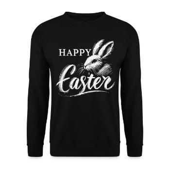 Easter Vintage Bunny Happy Easter - Unisex Sweatshirt - black - Front - Alina (178cm) & Michal (187cm)