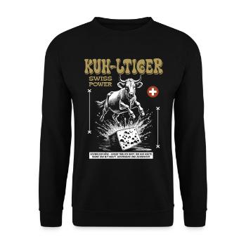 Chemise Swiss Cheese : Vache, Puissance & Explosion de Fromage - Sweat-shirt Unisexe - noir - Devant - Alina (178cm) & Michal (187cm)