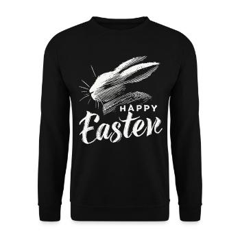 Vintage Easter Bunny Happy Easter Design - Unisex Sweatshirt - black - Front - Alina (178cm) & Michal (187cm)