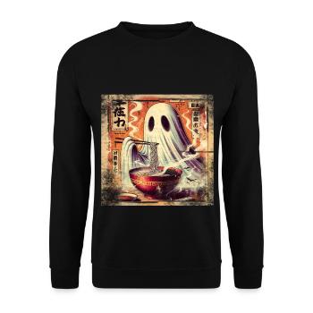 Ramen Ghost Grunge Poster Style - Unisex Sweatshirt - black - Front - Alina (178cm) & Michal (187cm)