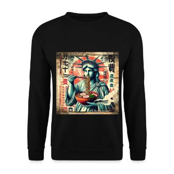 Ramen Statue of Liberty Grunge Poster Style - Unisex Sweatshirt - black - Front - Alina (178cm) & Michal (187cm)