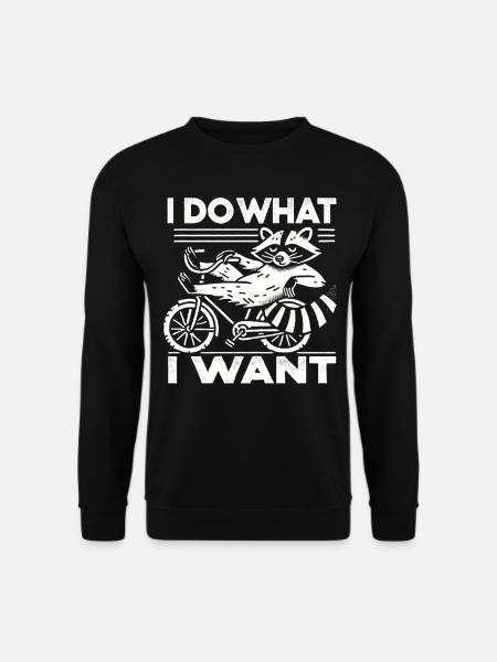 Fahrrad Waschbär Design mit frechem Spruch - Unisex Pullover - Schwarz