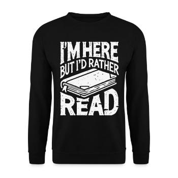 Funny saying for book lovers in retro style - Unisex Sweatshirt - black - Front - Alina (178cm) & Michal (187cm)