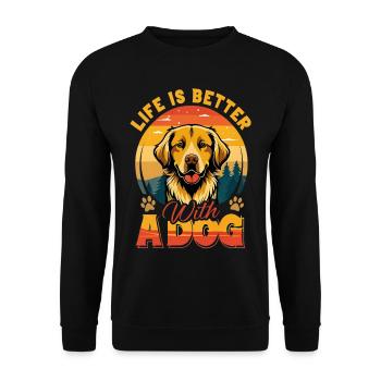 Life is better with a Dog Dog Sayings - Unisex Sweatshirt - black - Front - Alina (178cm) & Michal (187cm)