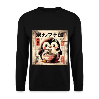 Penguin Ramen - Unisex Sweatshirt - black - Front - Alina (178cm) & Michal (187cm)