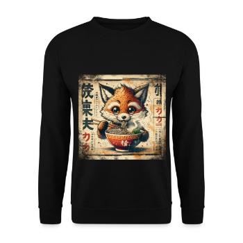 Fuchs Ramen - Unisex Pullover - Schwarz - Vorne - Alina (178cm) & Michal (187cm)