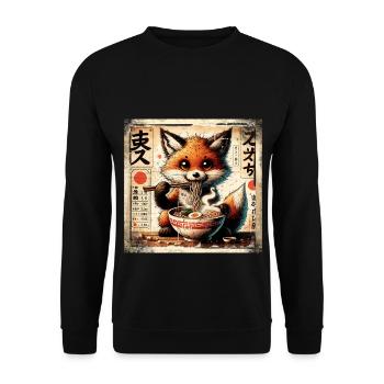 Ramen Fox - Sweat-shirt Unisexe - noir - Devant - Alina (178cm) & Michal (187cm)