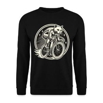 Retro Bicycle Cat for Animal Lovers on Tour - Unisex Sweatshirt - black - Front - Alina (178cm) & Michal (187cm)