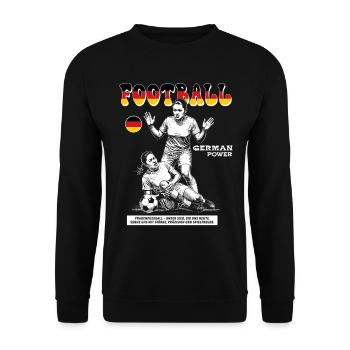 German Fußballspielerin Shirt: Faulspiel mit Folge - Unisex Pullover - Schwarz - Vorne - Alina (178cm) & Michal (187cm)