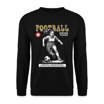 Schweizer Fußballspielerin Shirt: Kick mit Stil - Unisex Pullover - Schwarz - Vorne - Alina (178cm) & Michal (187cm)