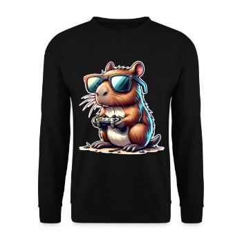 Capybara Gaming - Unisex Sweatshirt - black - Front - Alina (178cm) & Michal (187cm)