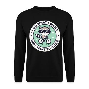 Funny bike design with raccoon and attitude - Unisex Sweatshirt - black - Front - Alina (178cm) & Michal (187cm)
